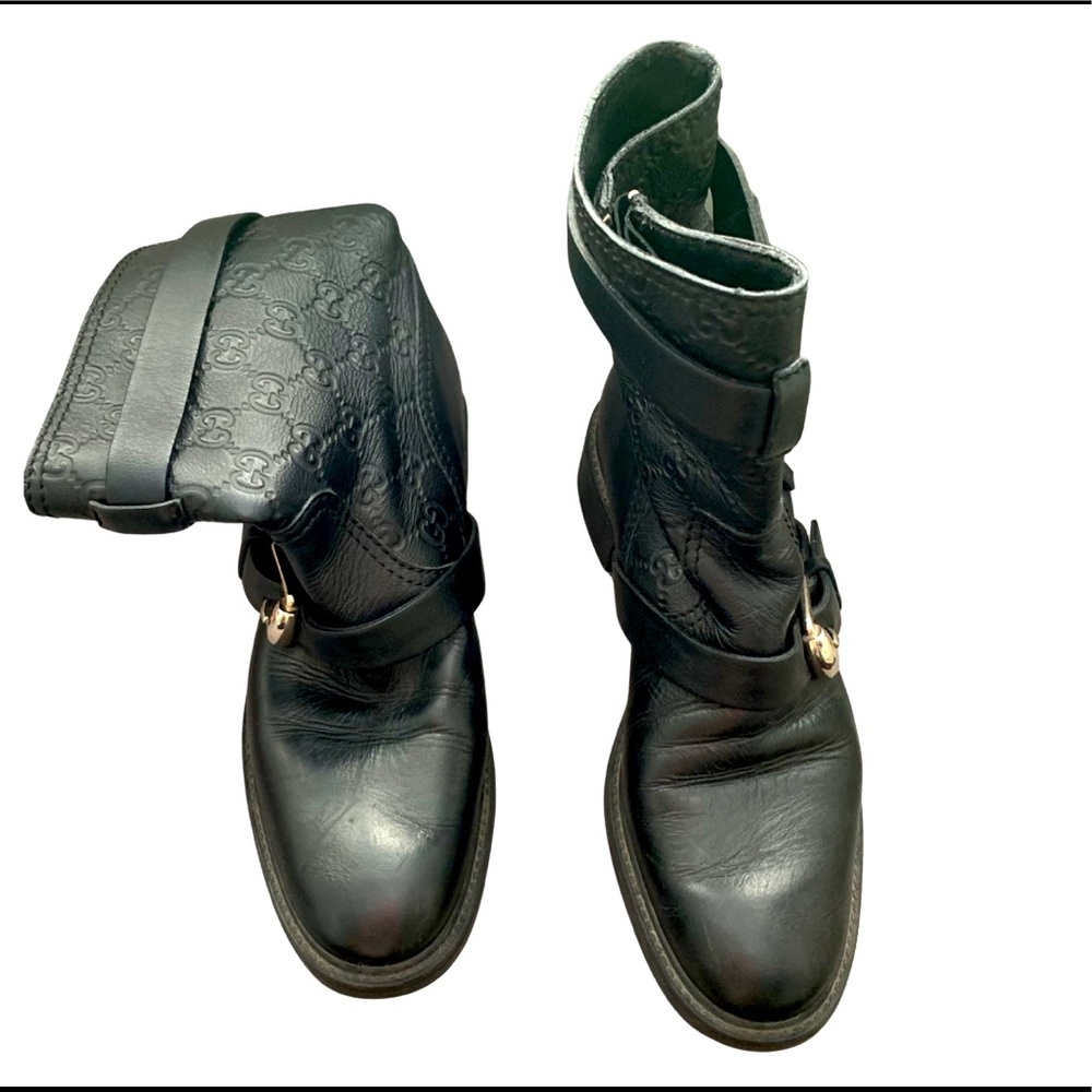 Gucci leather motorcycle boots